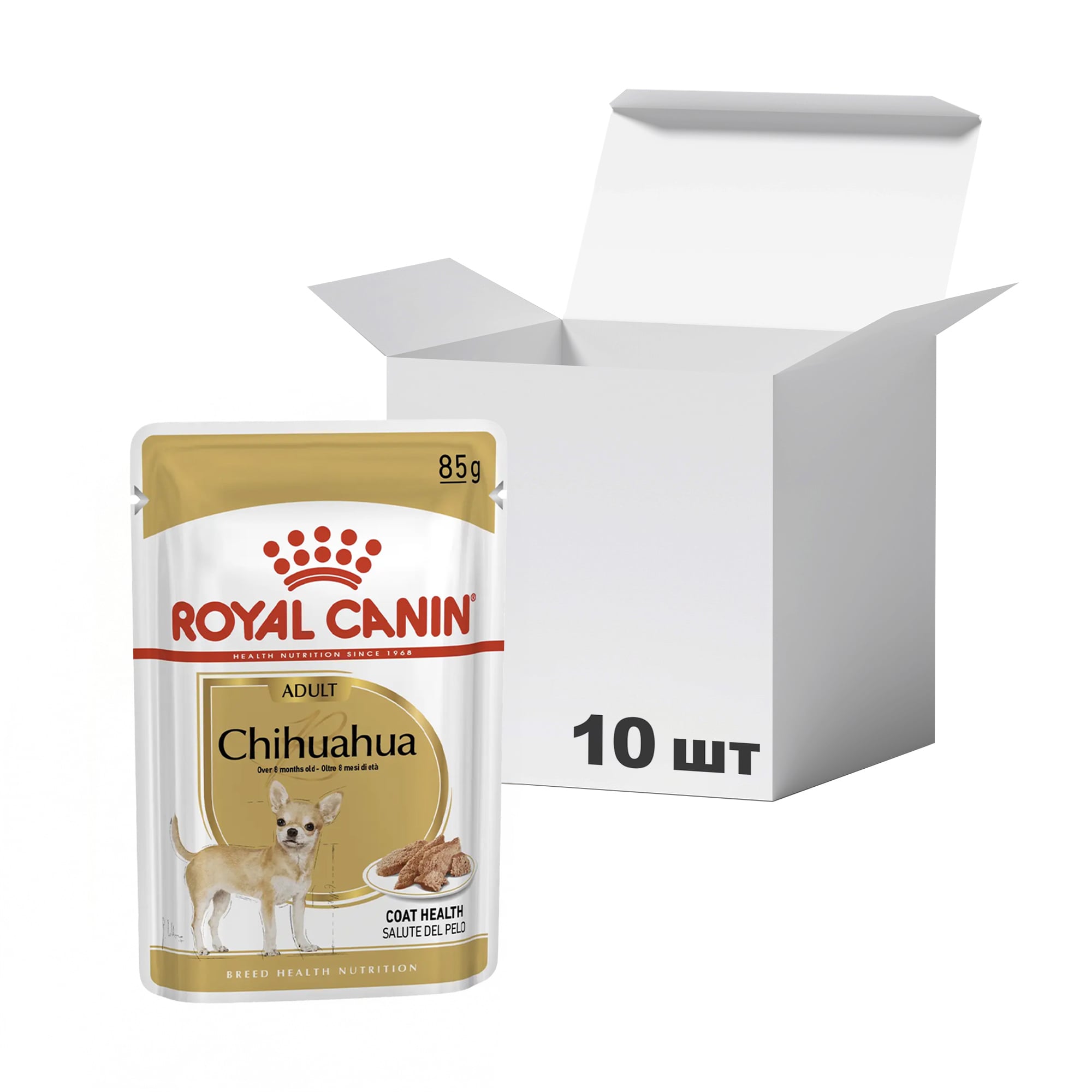Упаковка вологого корму для дорослих собак породи чихуахуа Royal Canin Chihuahua Adult, 85 г * 10 шт